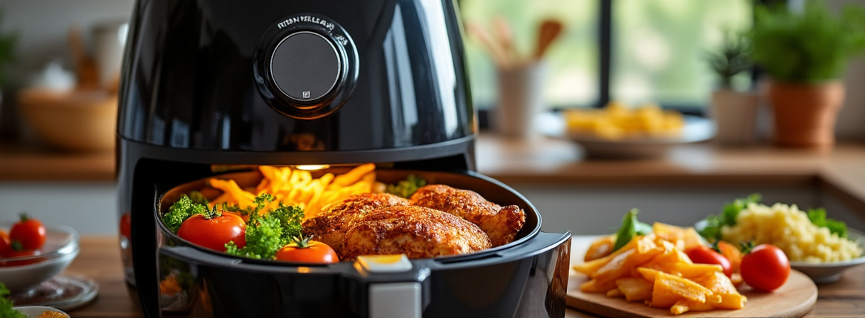 XXL Airfryer mit Hähnchen und Beilagen für die ganze Familie